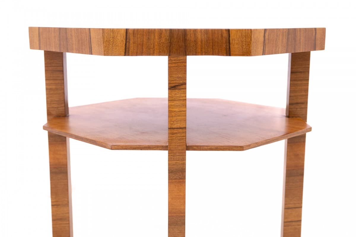 Brown Round Art Deco Table, Poland, 1950s - 50252