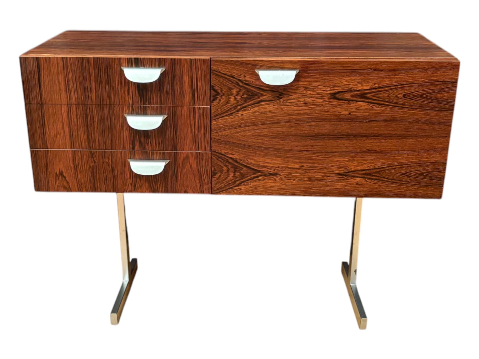 Szafka, palisander brązowy, metal, lata 60. - 61187