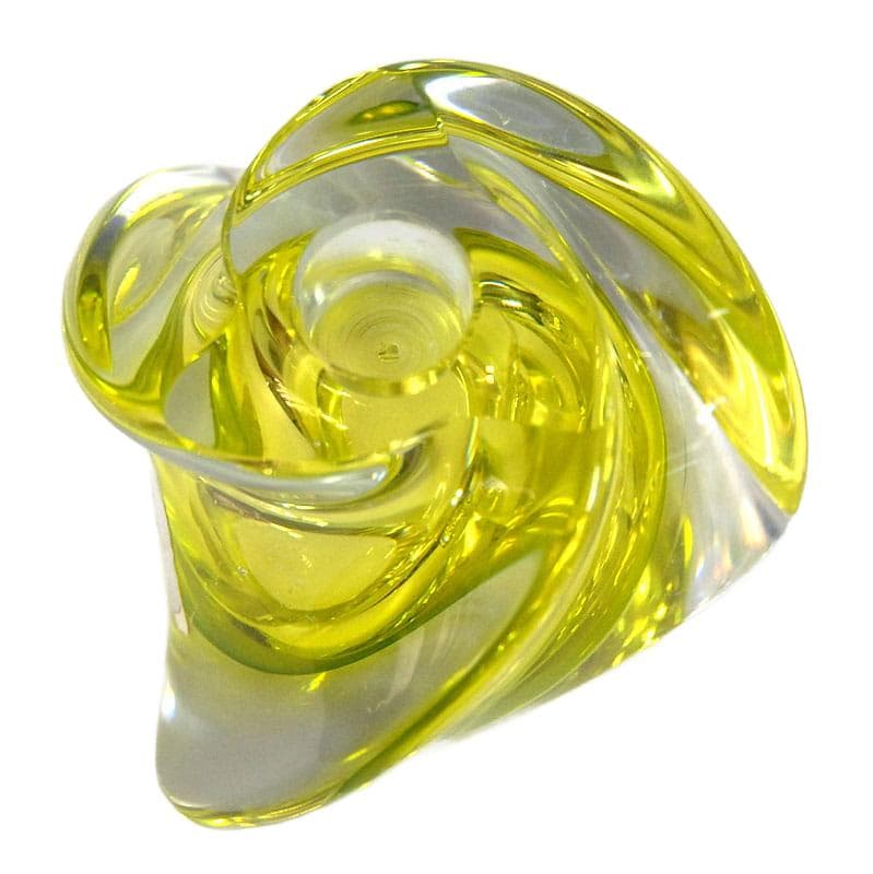 Cytrynowo-zielone świeczniki kryształowe, Val St Lambert, Belgia, lata 60. - 5303