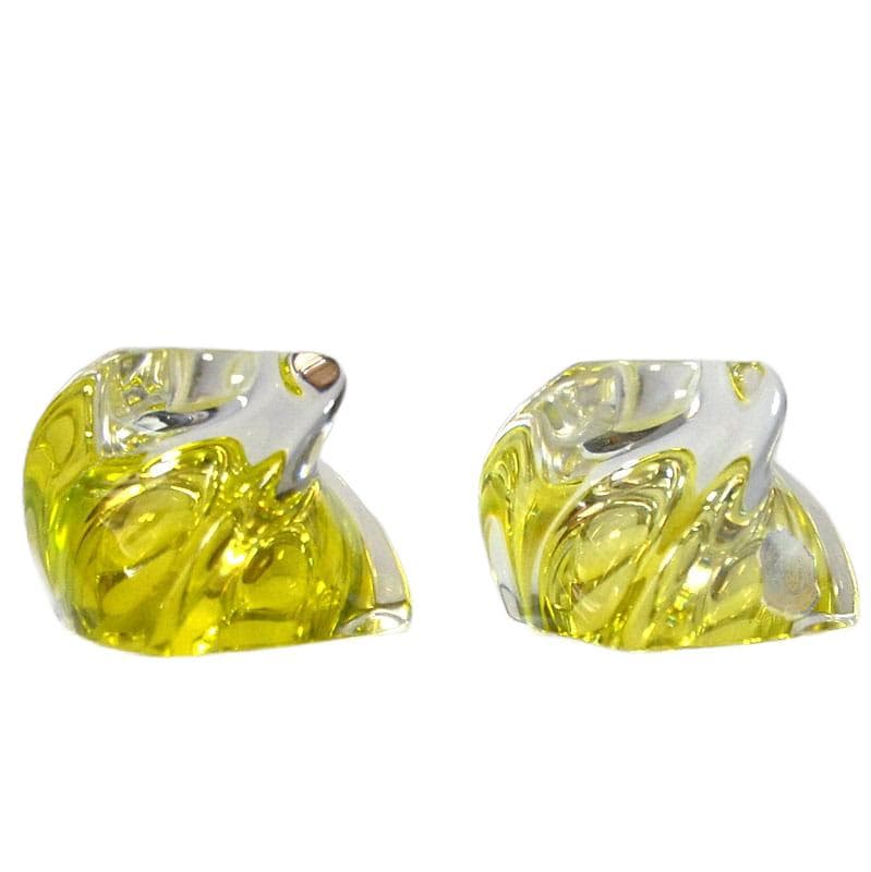 Cytrynowo-zielone świeczniki kryształowe, Val St Lambert, Belgia, lata 60. - 5302