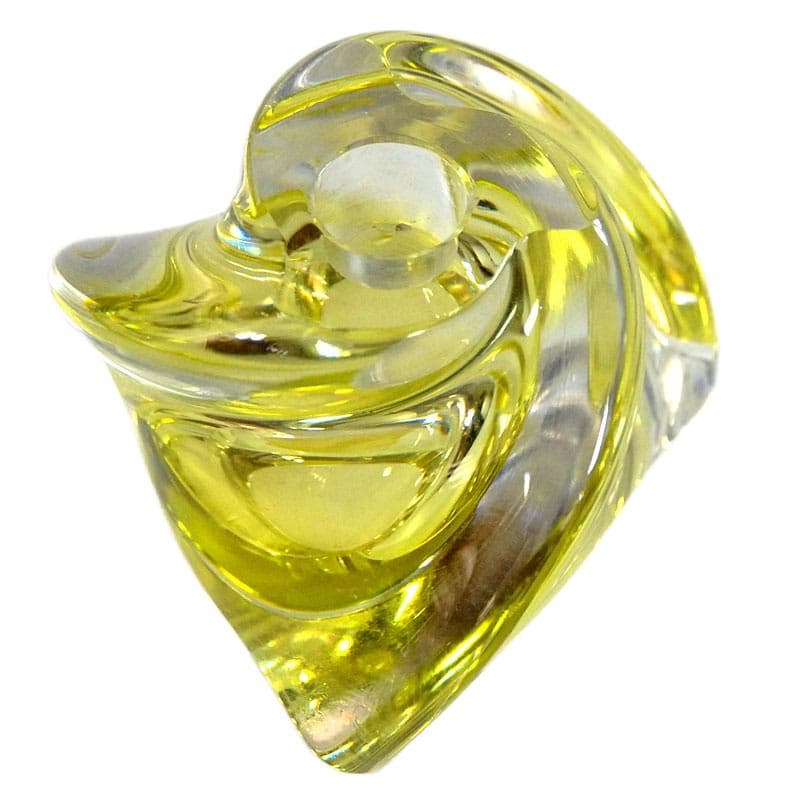 Cytrynowo-zielone świeczniki kryształowe, Val St Lambert, Belgia, lata 60. - 5301