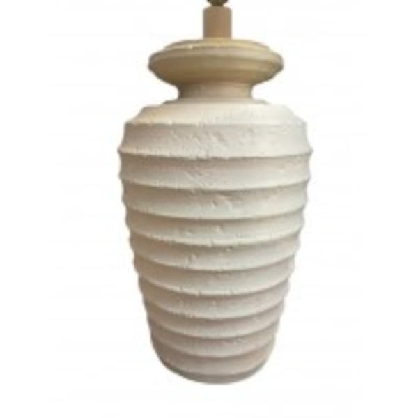 Lampa stołowa, beżowa ceramika, lata 2000. - 59165