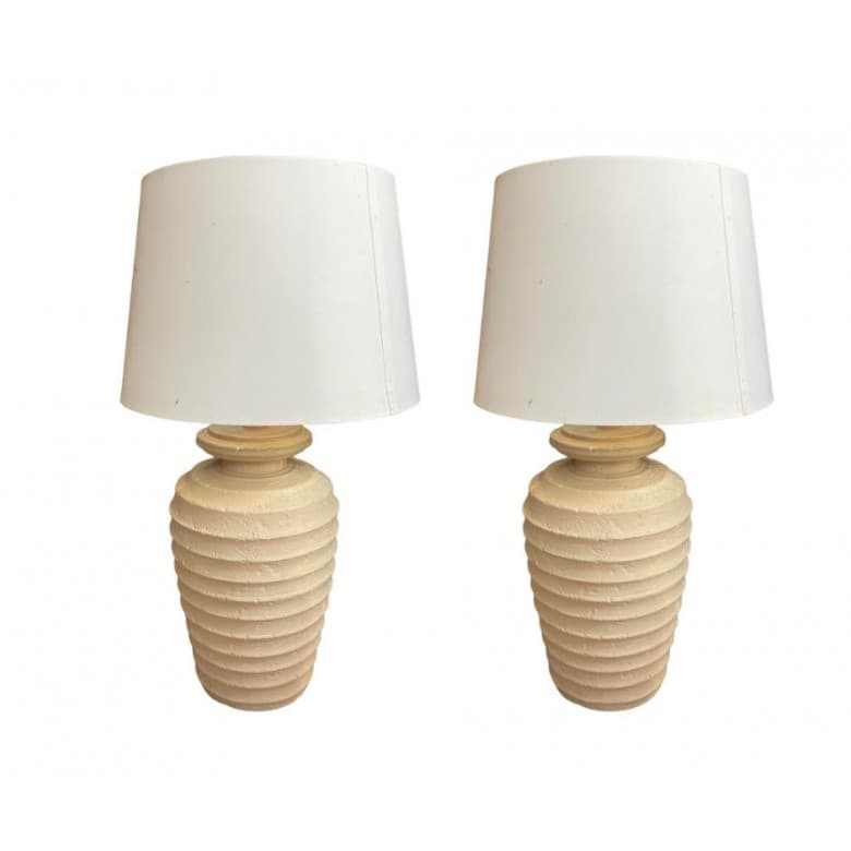 Lampa stołowa, beżowa ceramika, lata 2000. - 59163