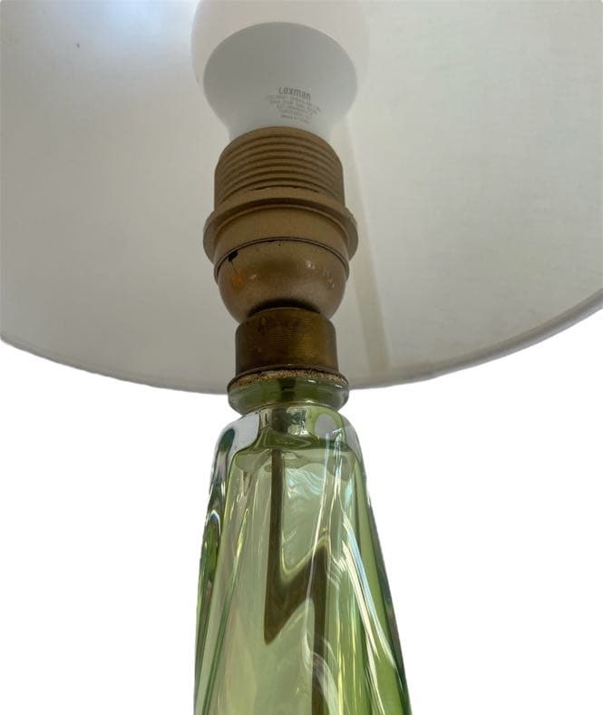 Lampa stołowa, zielona, szkło, Val St. Lambert, Belgia, lata 70. - 59167