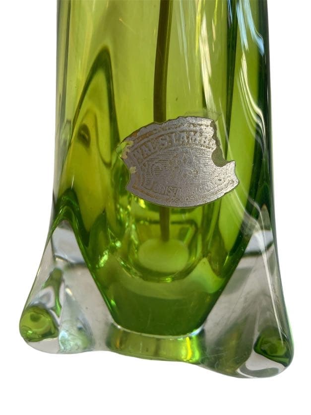 Lampa stołowa, zielona, szkło, Val St. Lambert, Belgia, lata 70. - 59166