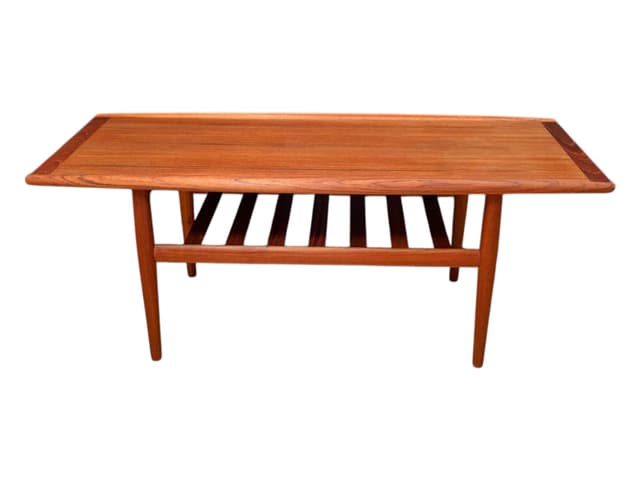 Coffee table, brown teak, by G. Jalk, Glostrup Møbelfabrik, Denmark, 1960s. - DIMENSION