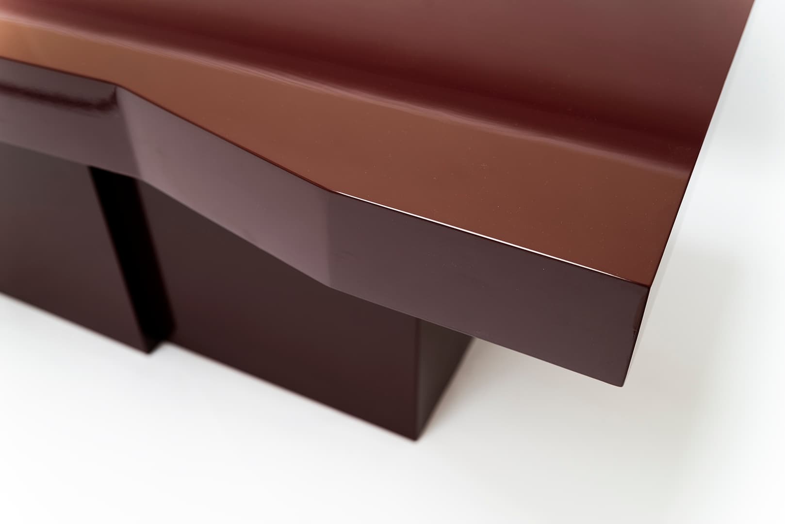 Maroon Oak Modernist Table, 2020s - 62058