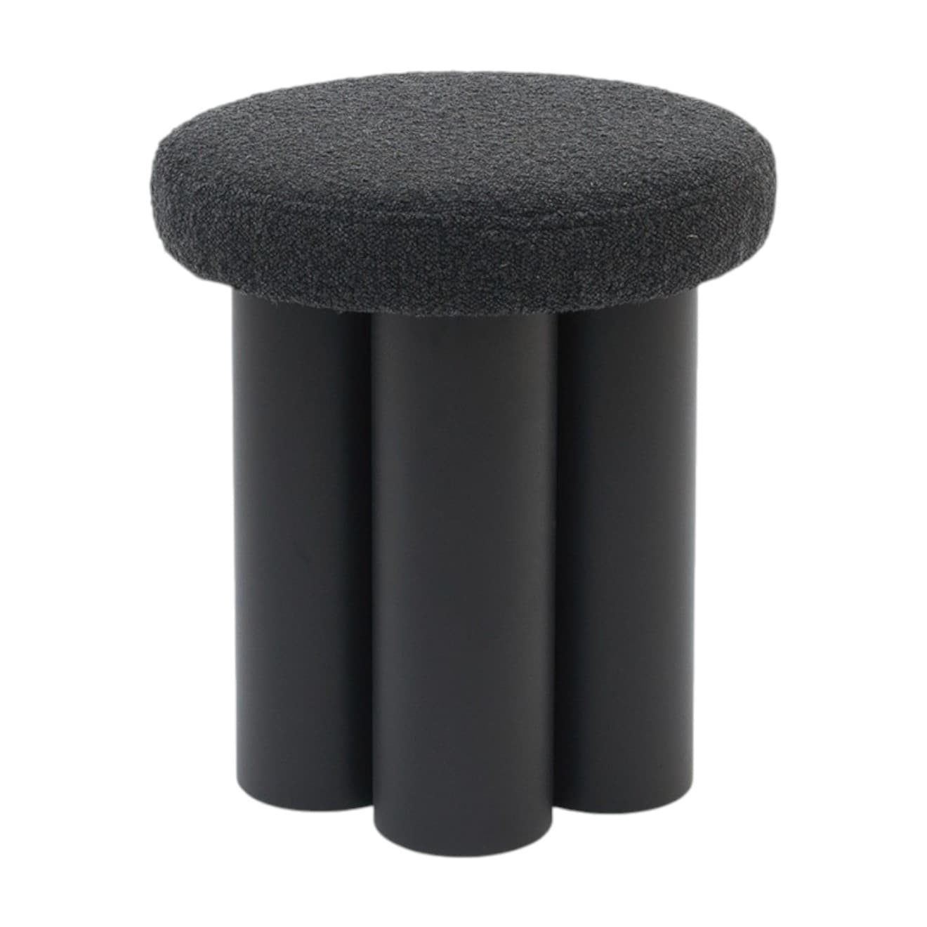 Stool Ø38x45 cm black boucle, no designer, no brand - 63388