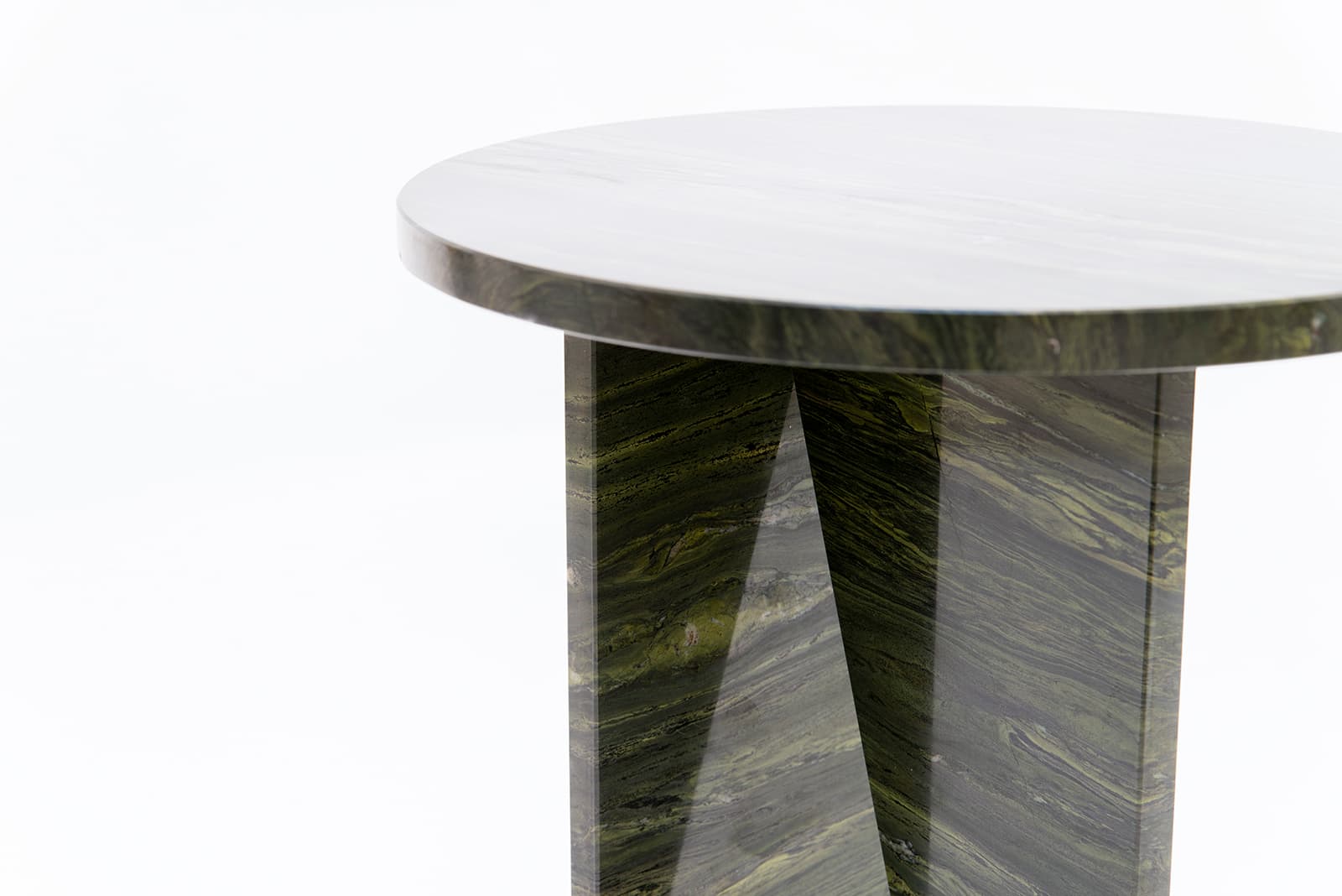 Side table Ø40x50 cm Verde Dorato marble green, contemporary, no brand - 61218