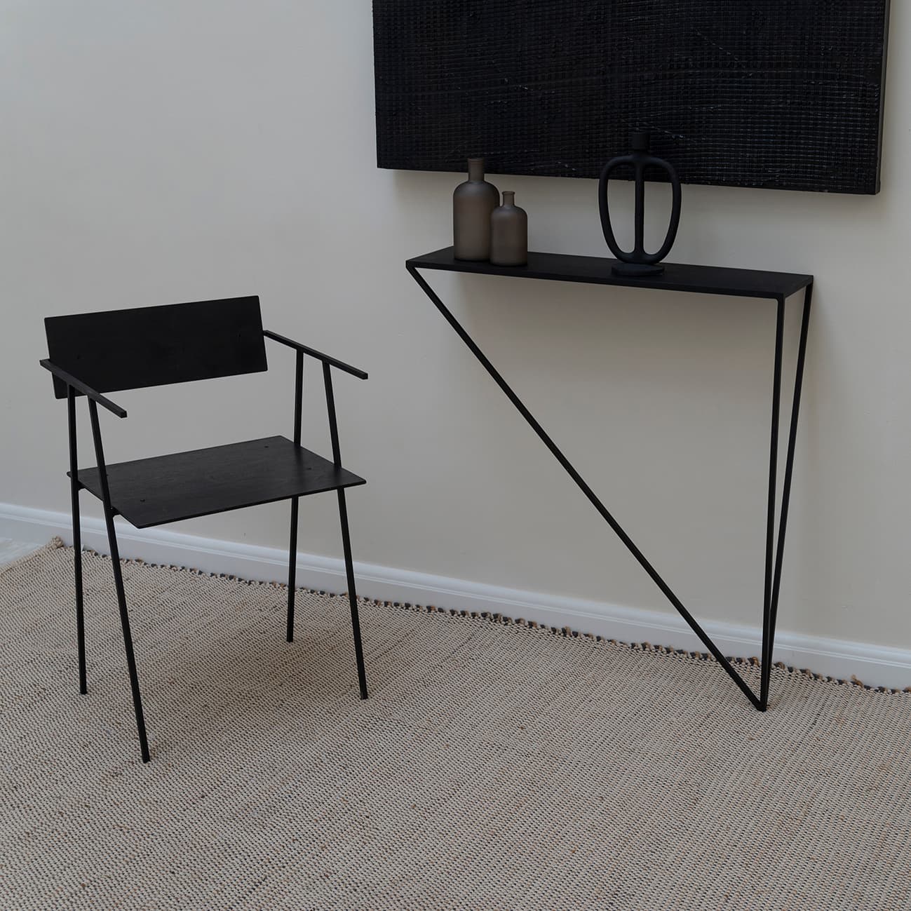 Czarna minimalistyczna konsola ze stali malowanej proszkowo Object036, NG Design - 62745