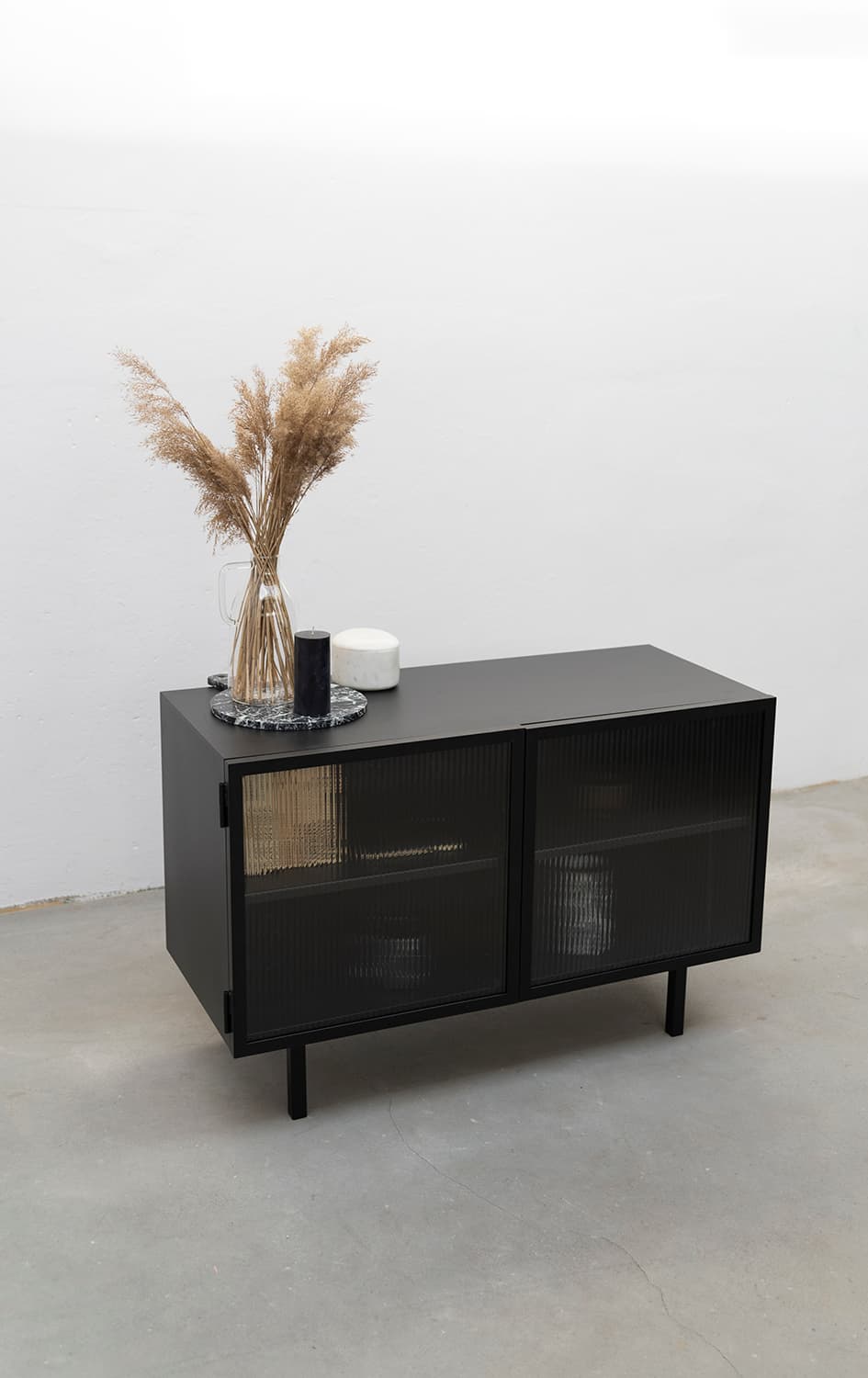 Komoda stalowa ze szklanymi drzwiami czarna Object027, NG Design - 62751