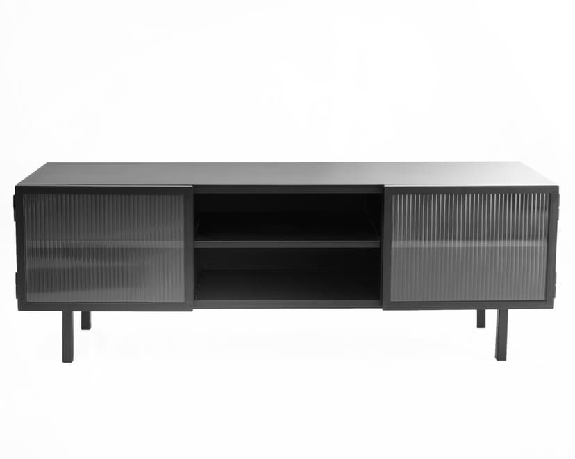 Szafka RTV stal/szkło ryflowane czarna Object023, NG Design