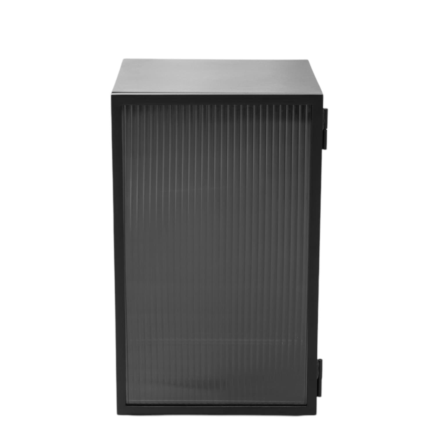 Black Minimalist Nightstand with Fluted Glass, 2000s