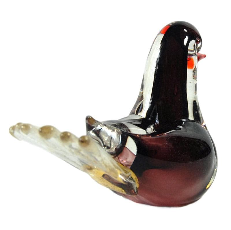 Szklany ptaszek z zatopionymi złotymi drobinkami, Murano, Włochy, lata 60. - 5362