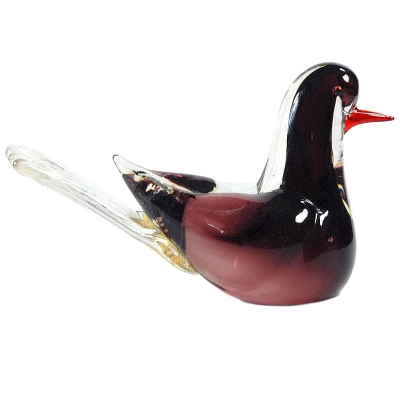 Szklany ptaszek z zatopionymi złotymi drobinkami, Murano, Włochy, lata 60. - 5360