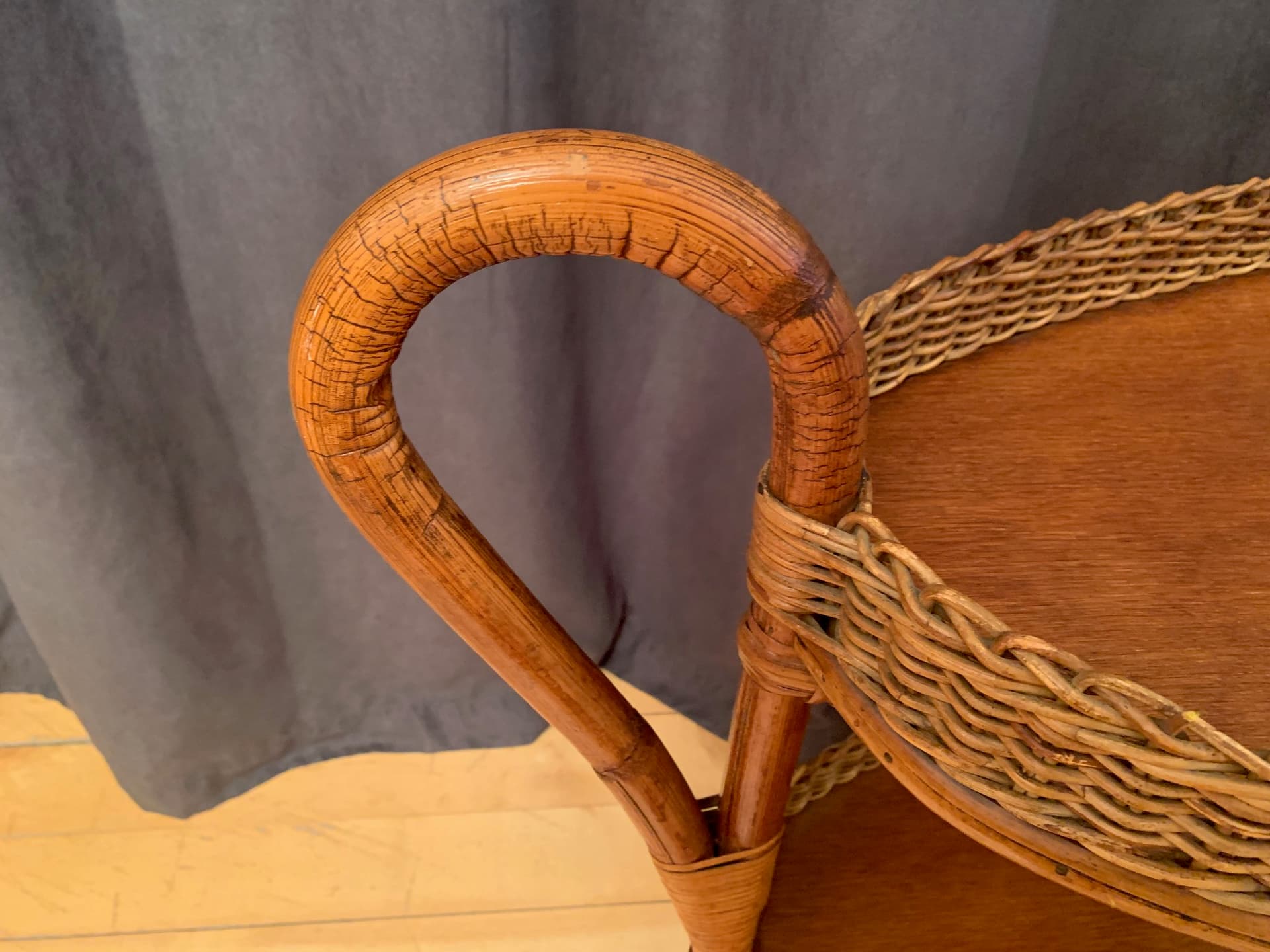 Bar cart, light brown bamboo, Italy, 1950s. - 59294