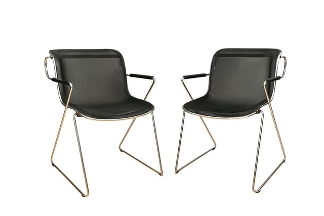 Para krzeseł Penelope, stal chromowana czarna, proj. C. Pollock, Castelli, Włochy, lata 80. - WYMIARY