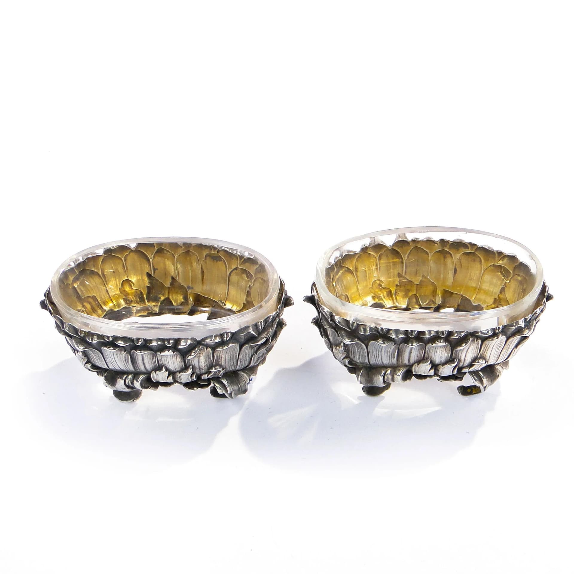 Srebrna para solniczek z kryształowymi wkładami, Francja, lata 90. XIX w. - 59492