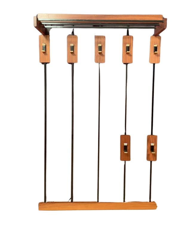 Wall-mounted rack, walnut brown, black steel, 1960s - DIMENSION
