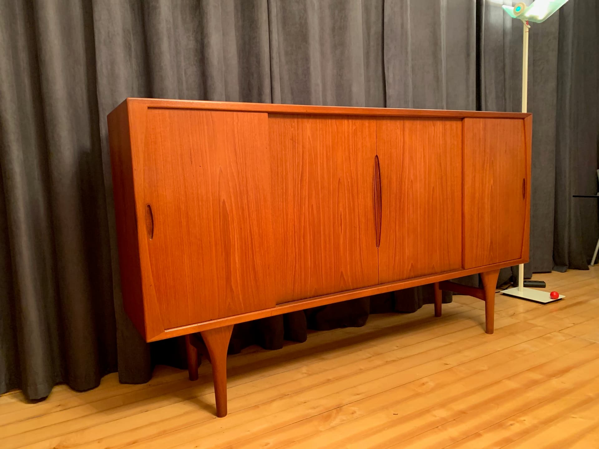 Highboard, teak oak, by H. Kjaernulf, Bruno Hansen, Denmark, 1960s. - 59703