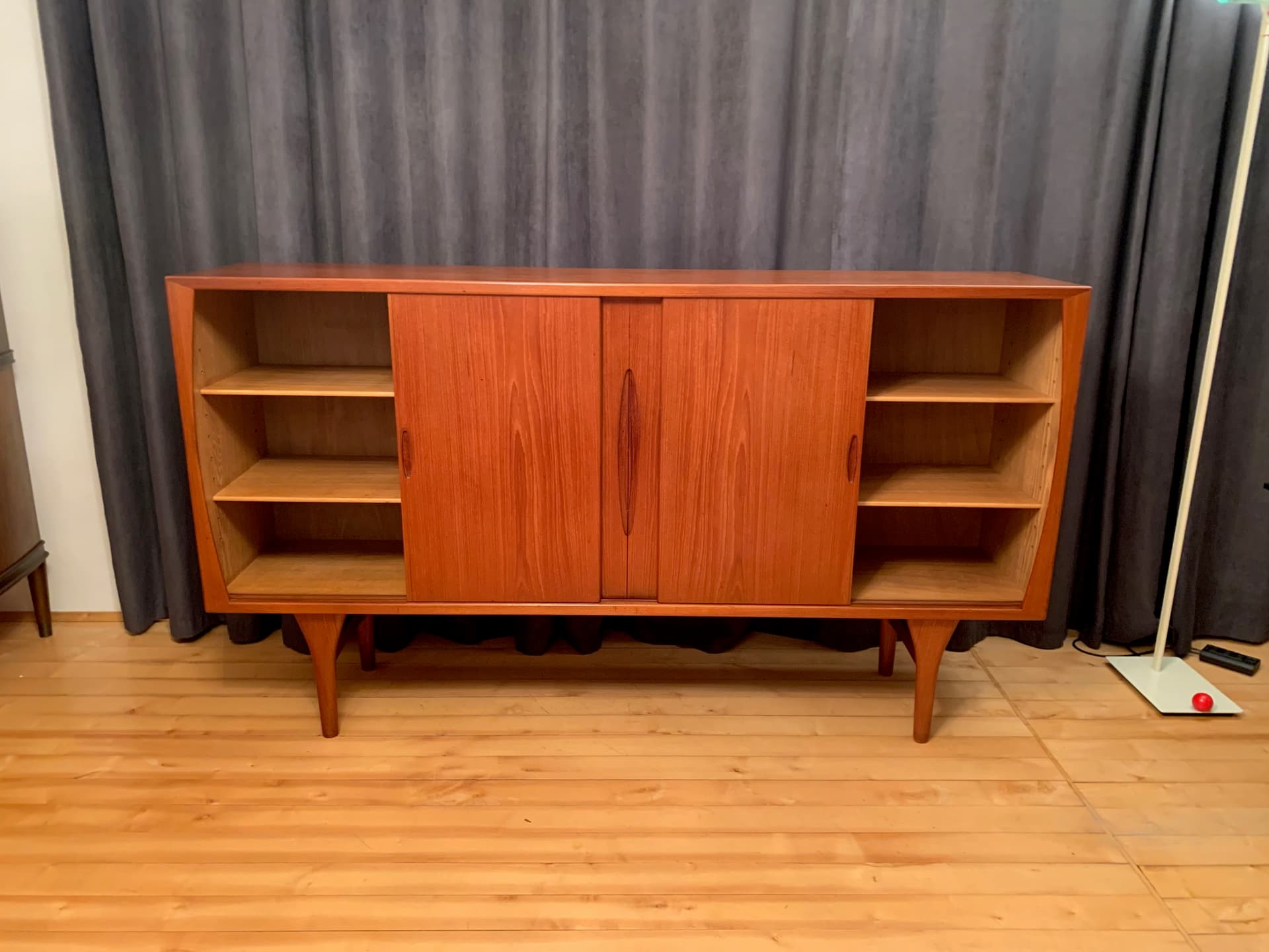 Highboard, teak oak, by H. Kjaernulf, Bruno Hansen, Denmark, 1960s. - 59706