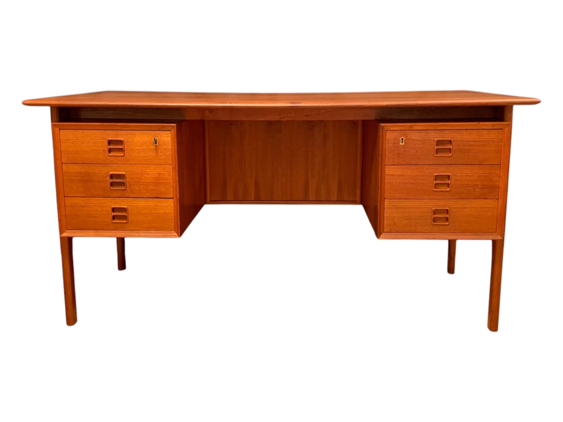 Biurko dwustronne, teak brązowy, proj. A. Vodder, Brouer Møbelfabrik, Dania, lata 60. - 61178