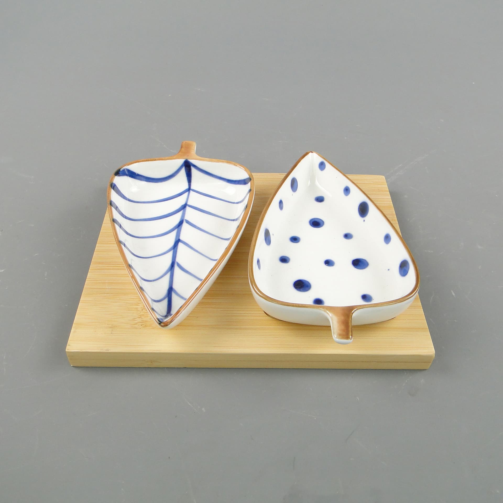 Zestaw naczyń do przystawek Oriental, porcelana ivory white, bambus, lata 90. - 59796