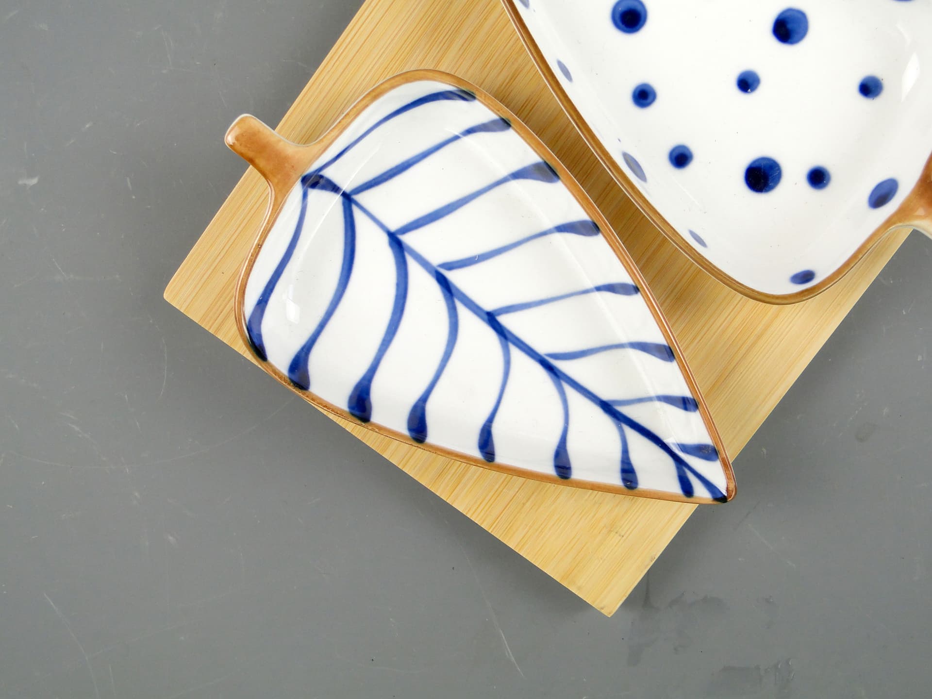 Zestaw naczyń do przystawek Oriental, porcelana ivory white, bambus, lata 90. - 59799