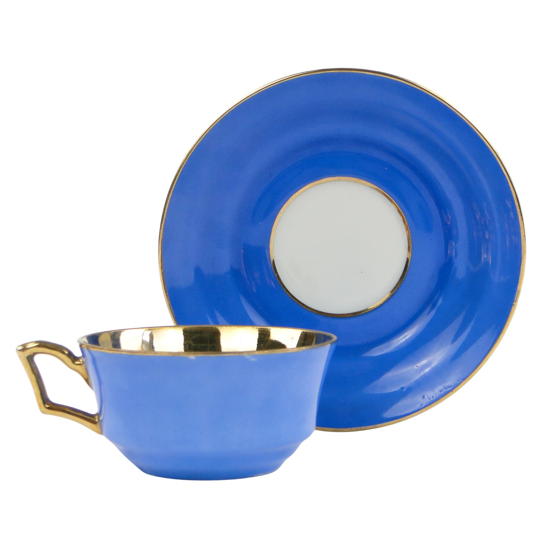 Filiżanka mokka Bałtyk, niebieski złoty, porcelana, proj. B. Wendorf, Ćmielów, Polska, lata 30. - 61511