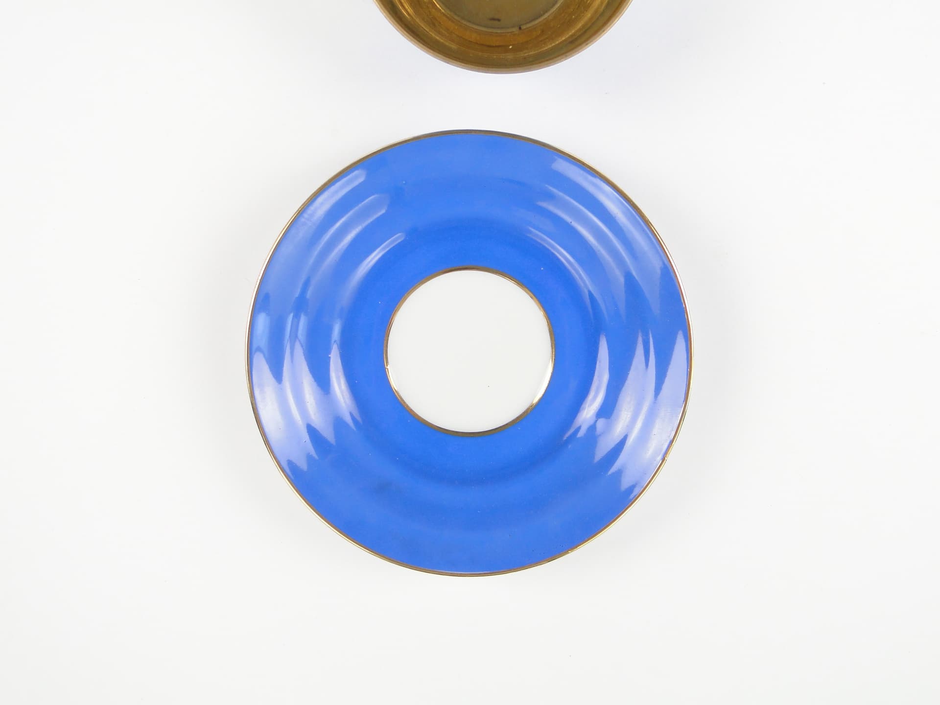 Filiżanka mokka Bałtyk, niebieski złoty, porcelana, proj. B. Wendorf, Ćmielów, Polska, lata 30. - 59937