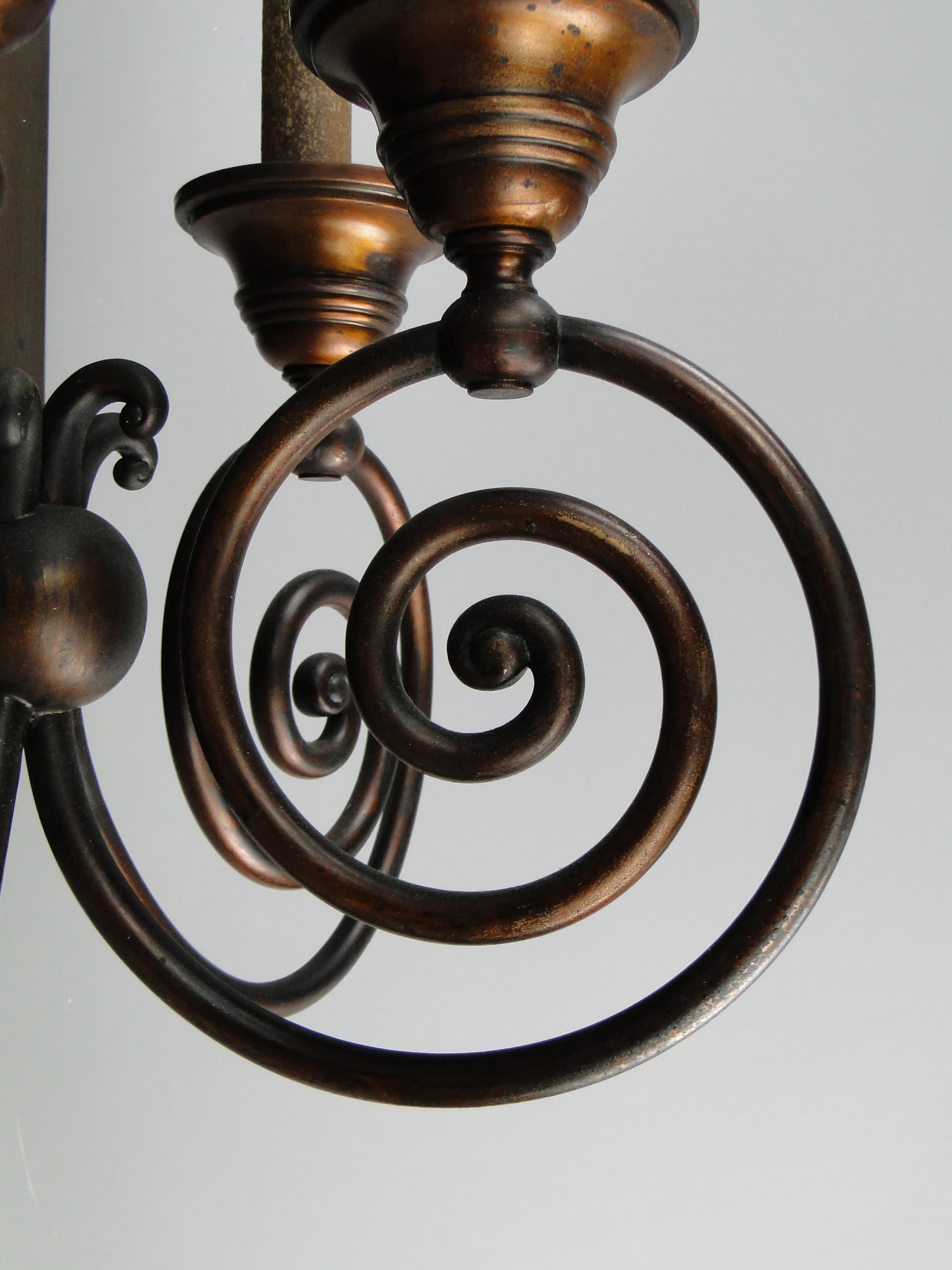 Para kinkietów secesyjnych, mosiądz ciemnobrązowy, Polska, początek XX w. - 59986