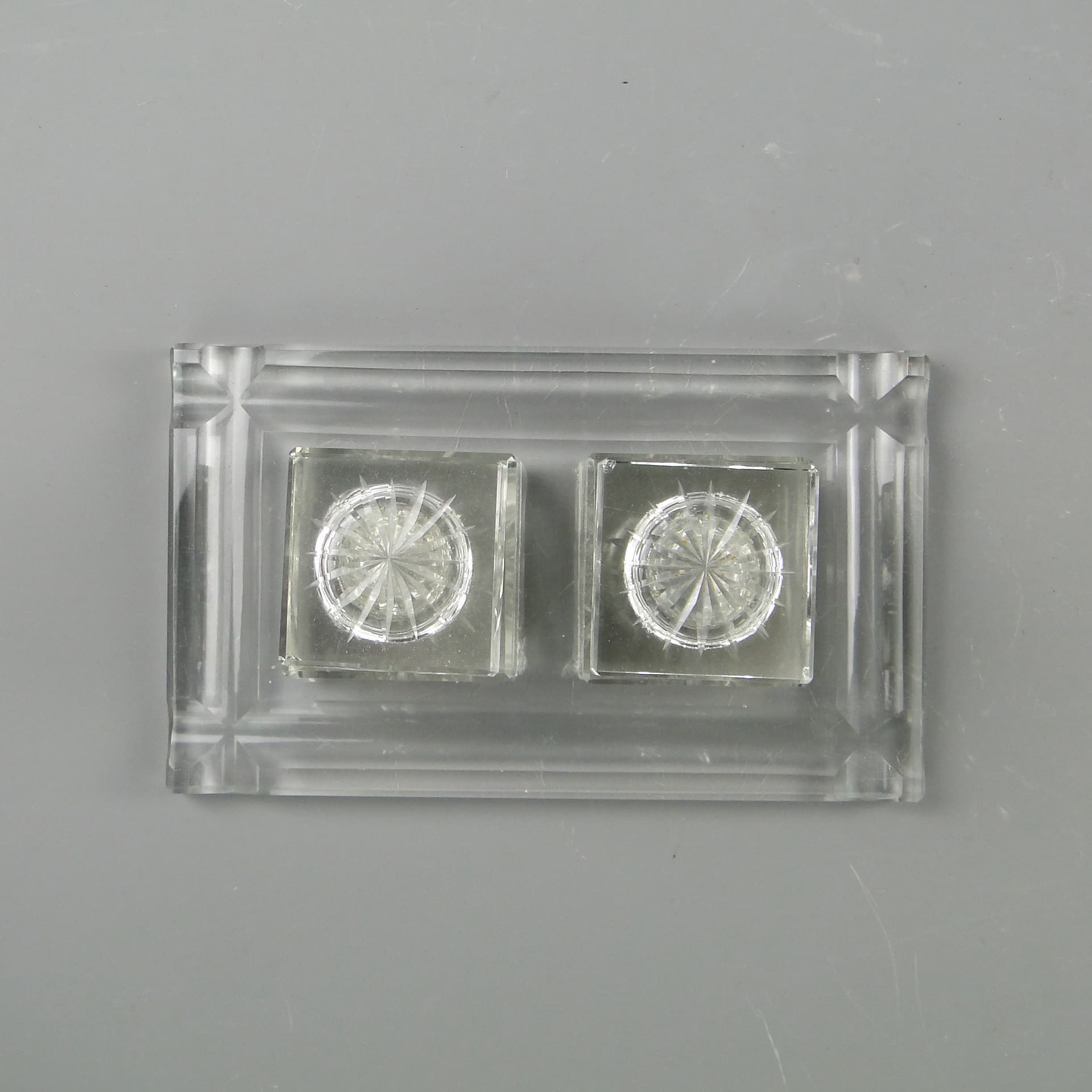 Desk inkwell set, transparent crystal, 1920s - 60038