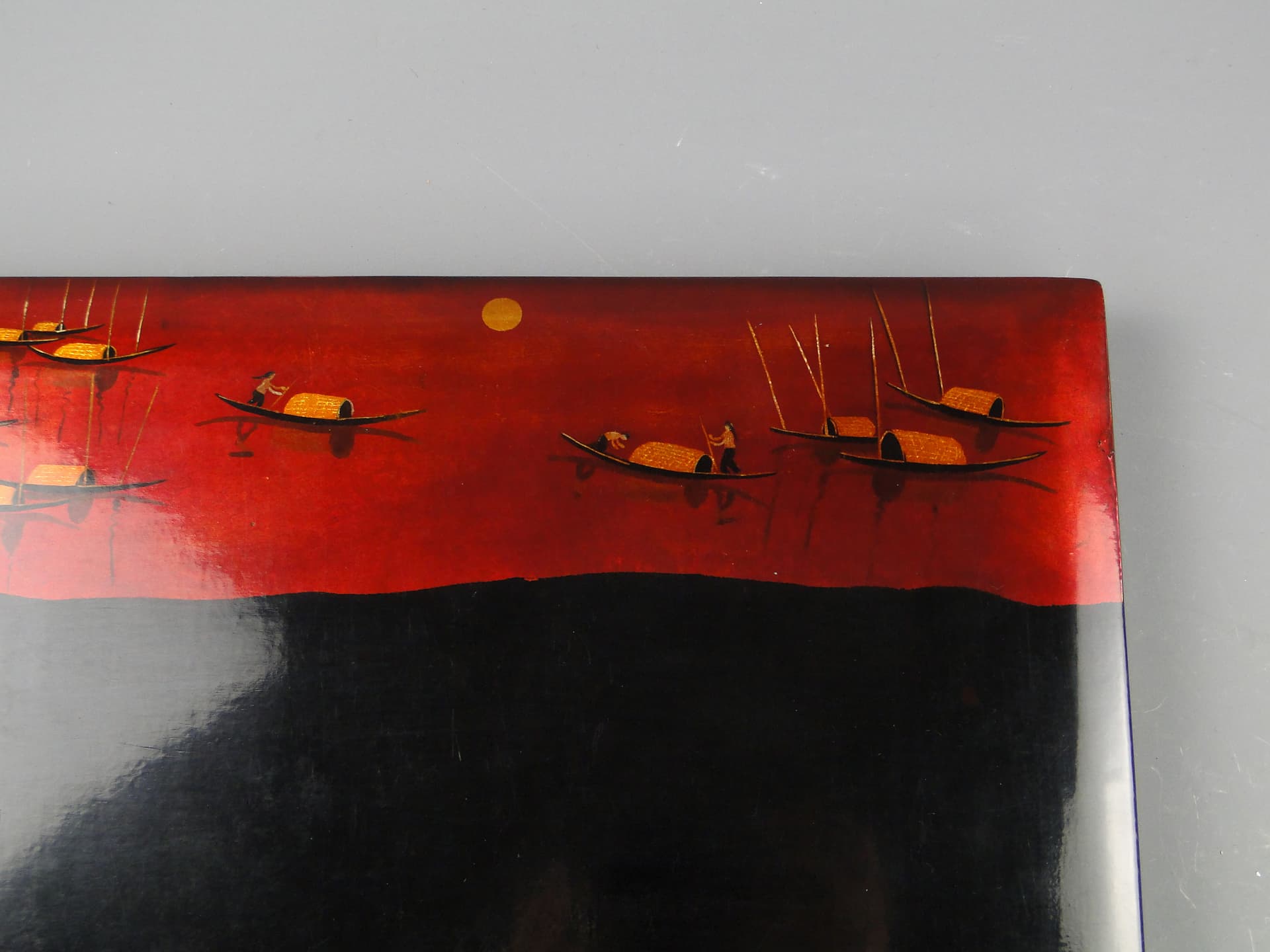 Album na zdjęcia orientalny, lakier czarny, drewno, Wietnam, lata 50. - 60088