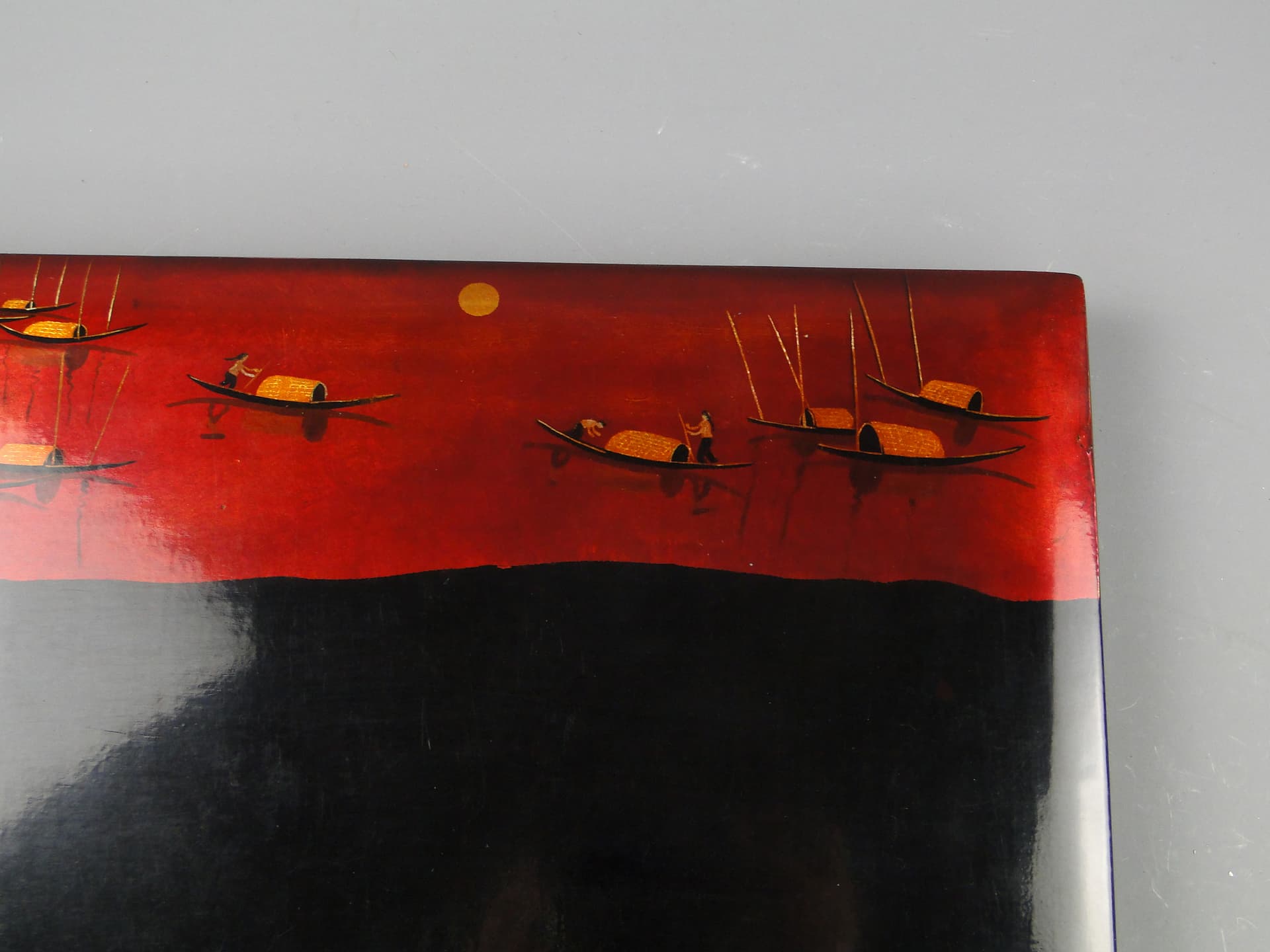 Album na zdjęcia orientalny, lakier czarny, drewno, Wietnam, lata 50. - 60087