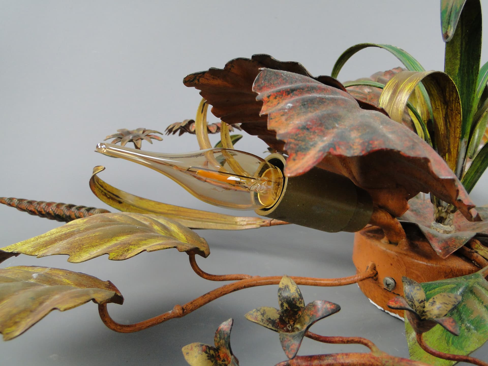 Ceiling Light Hollywood Regency, golden, metal, Italy, 1970s. - 60188