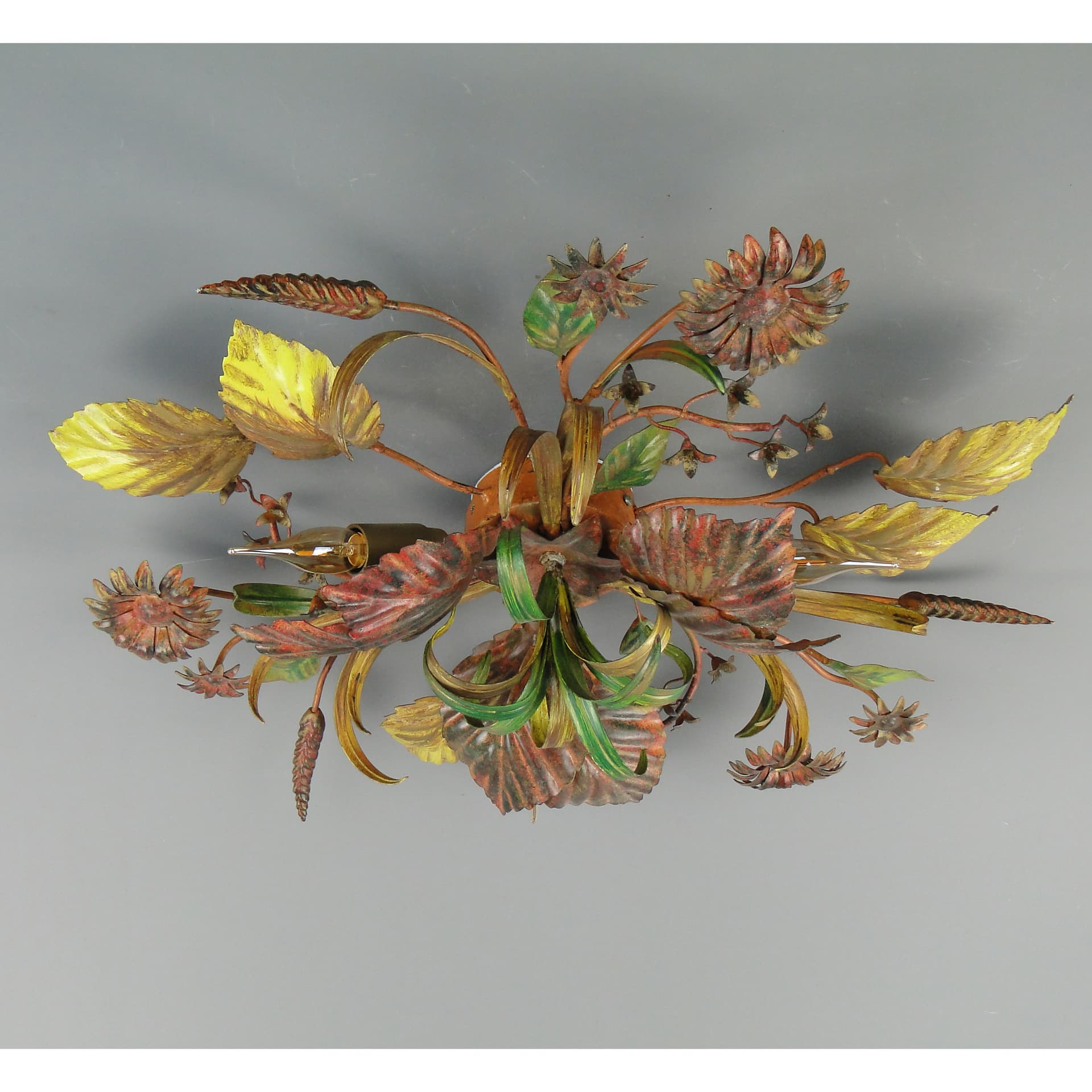 Ceiling Light Hollywood Regency, golden, metal, Italy, 1970s. - 60186