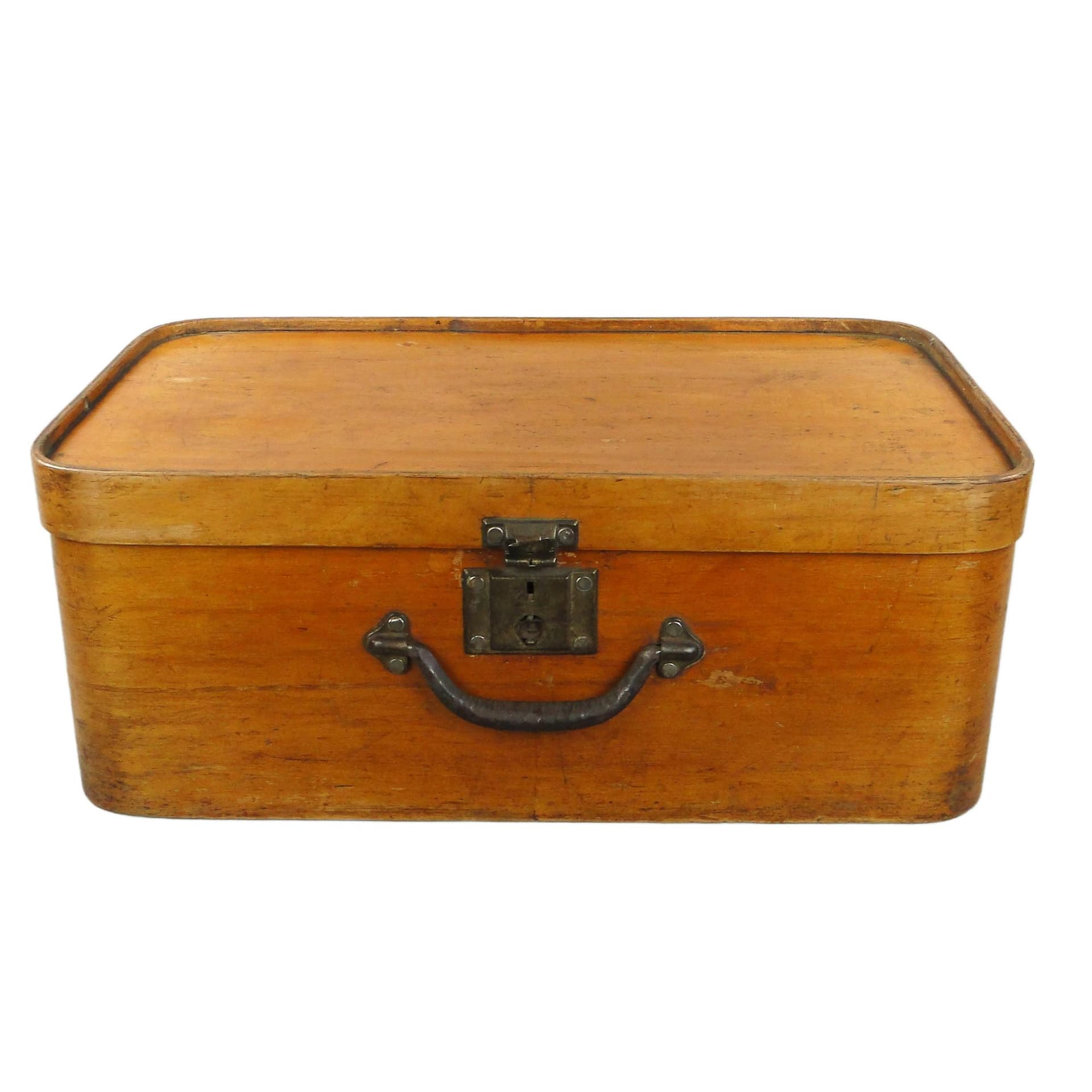 Travel trunk, brown plywood, Austria, early 20th c.