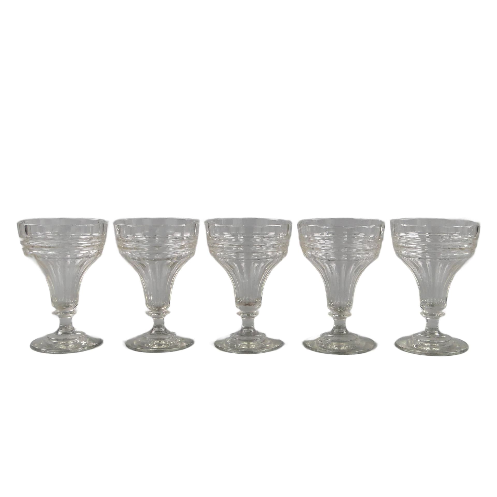 Set of Goblets, Viennese Secession, transparent, crystal, by J. Hoffmann, Austria, 1920s.