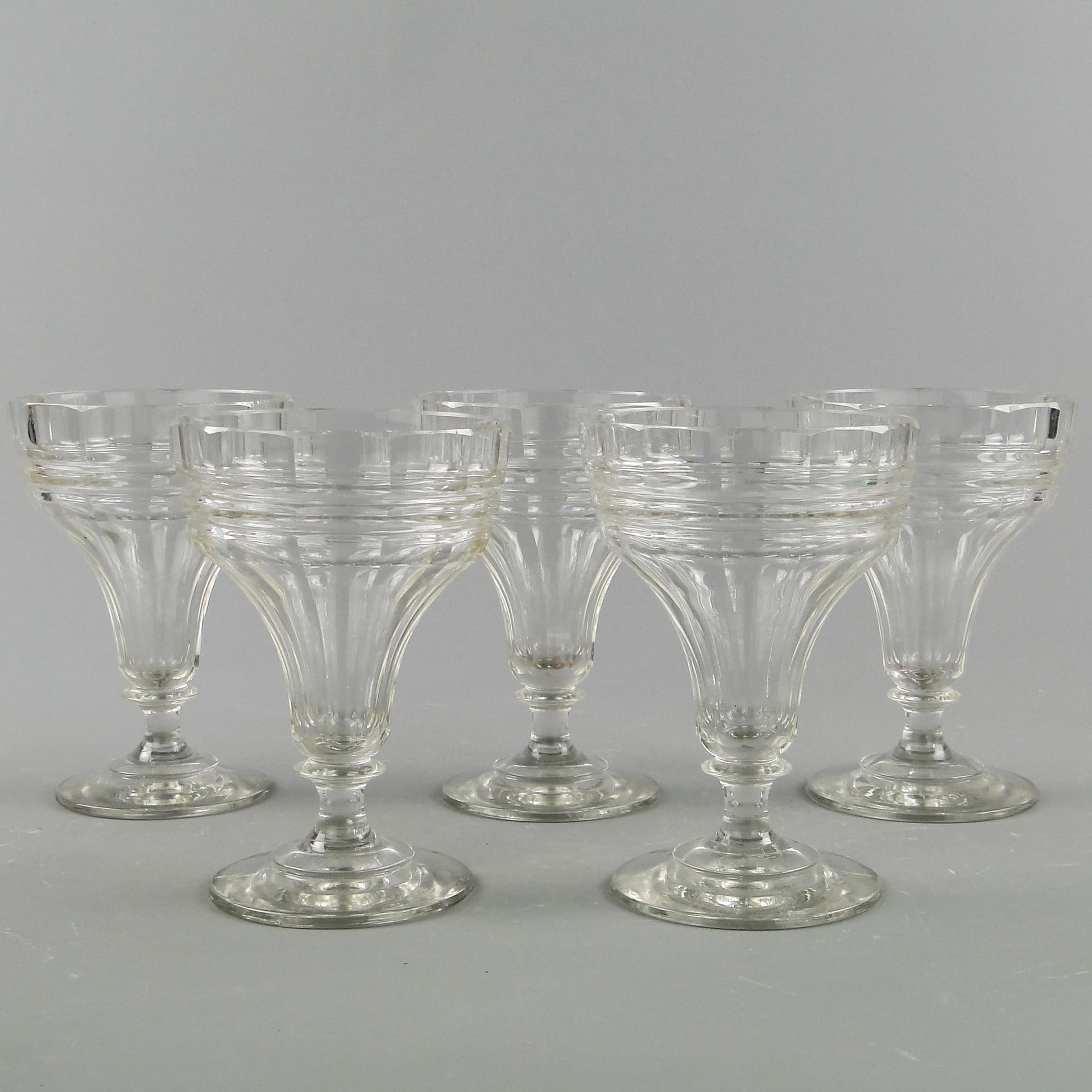 Set of Goblets, Viennese Secession, transparent, crystal, by J. Hoffmann, Austria, 1920s. - 60245