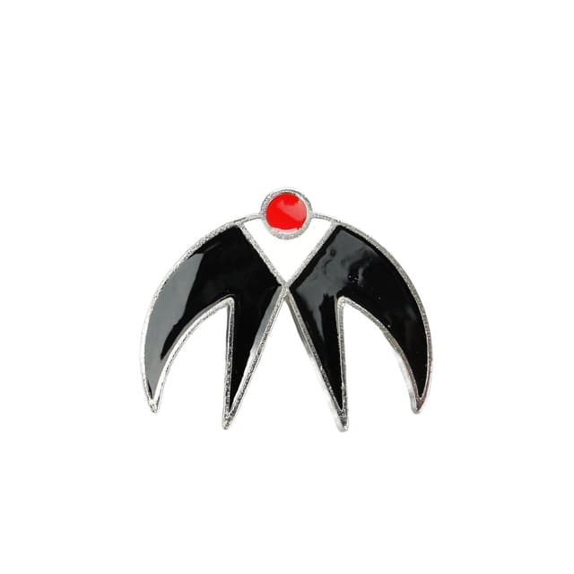 Brooch First Swallow, multicolor, enamelled metal, by J. Treutler, Poland, 1950s. - DIMENSION