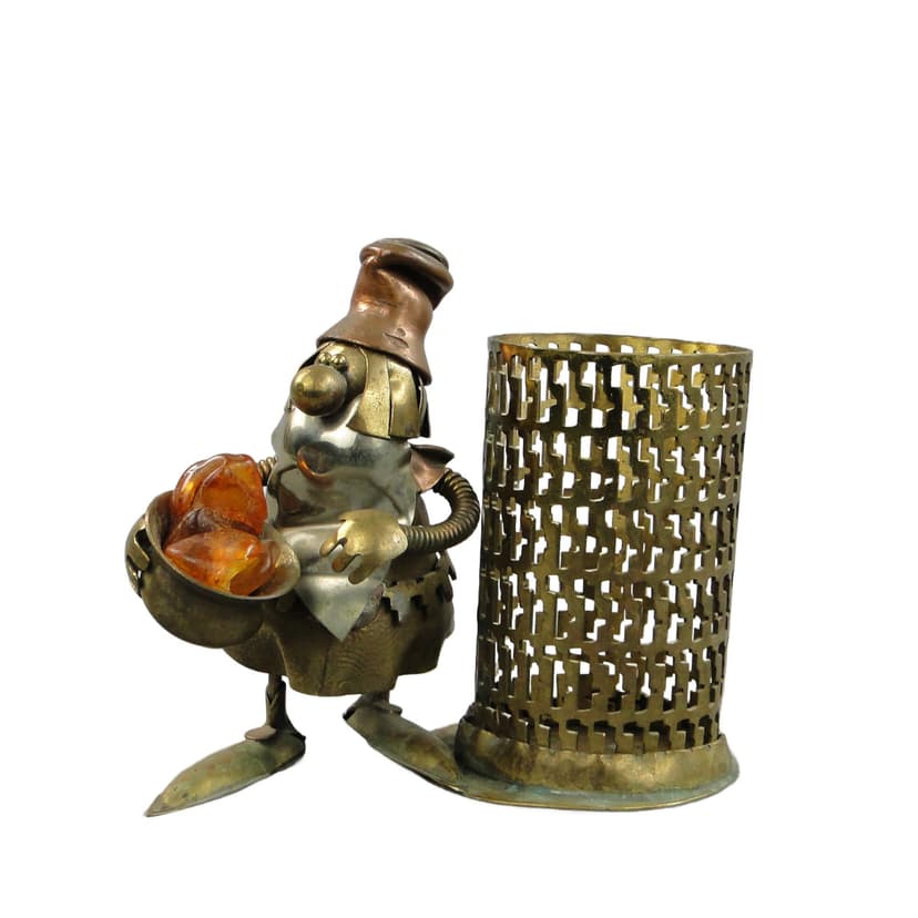 Postument na ołówki, copper, mosiądz, proj. A. J. Nowakowski, Polska, lata 60.