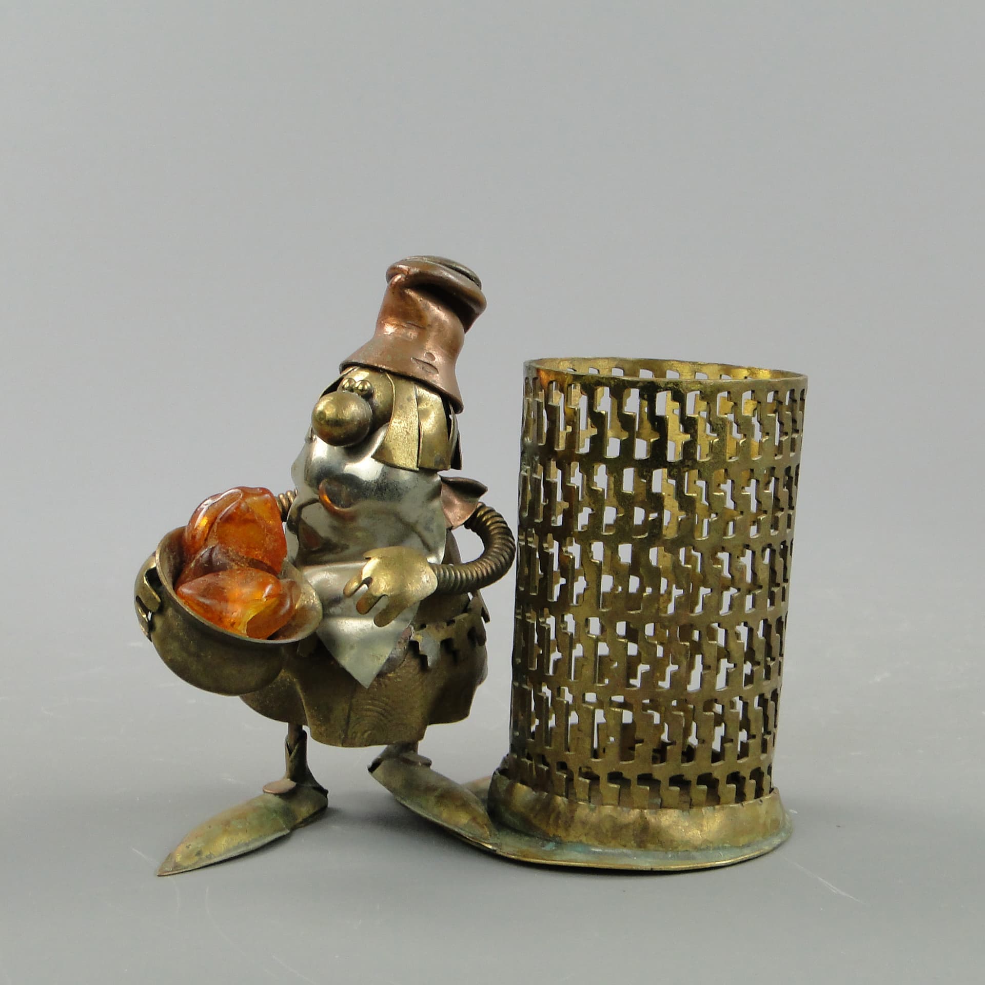 Postument na ołówki, copper, mosiądz, proj. A. J. Nowakowski, Polska, lata 60. - 60309