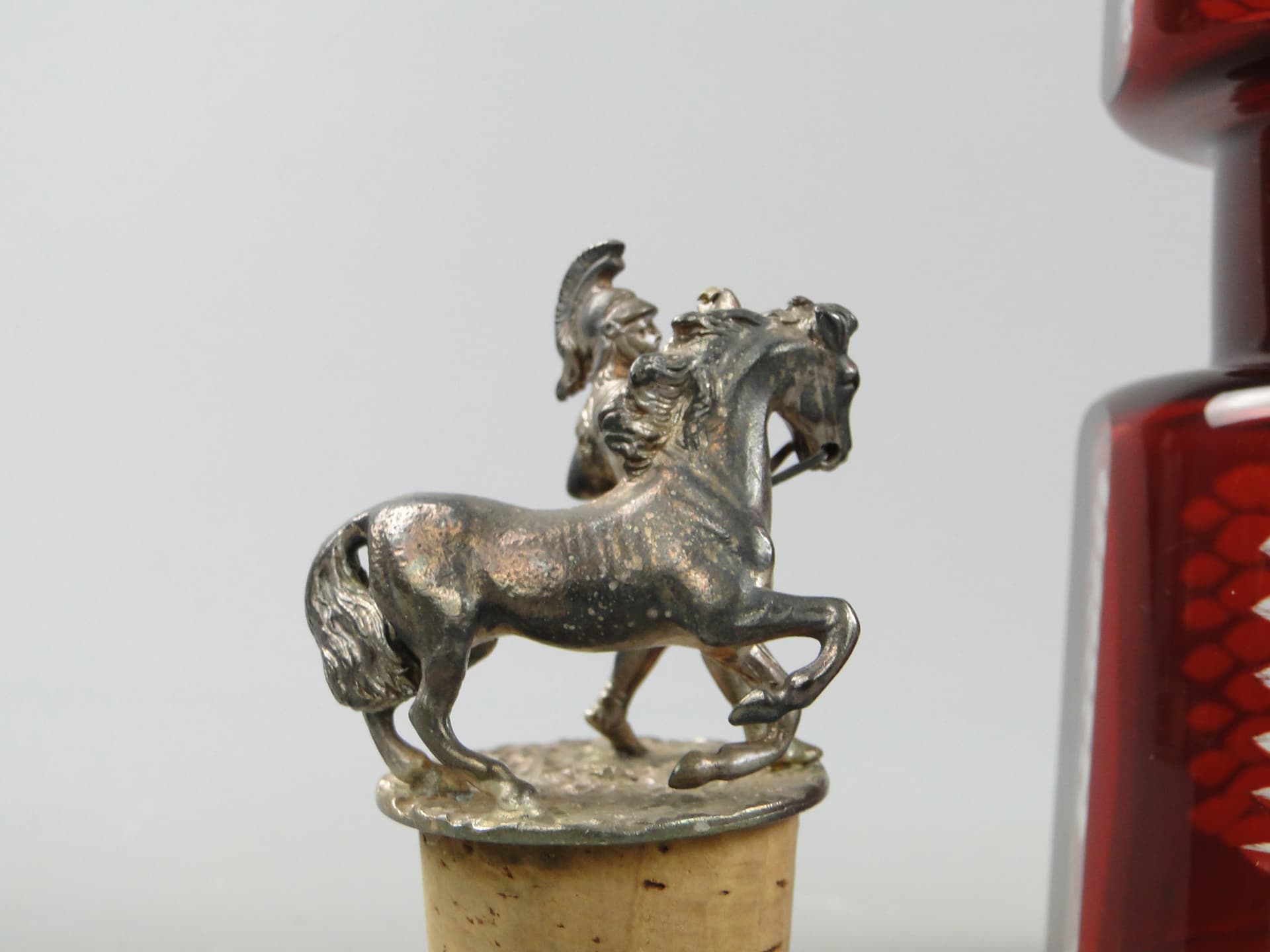 Karafka stołowa, rubinowa, szkło, srebro, Niemcy, XIX wiek - 60323