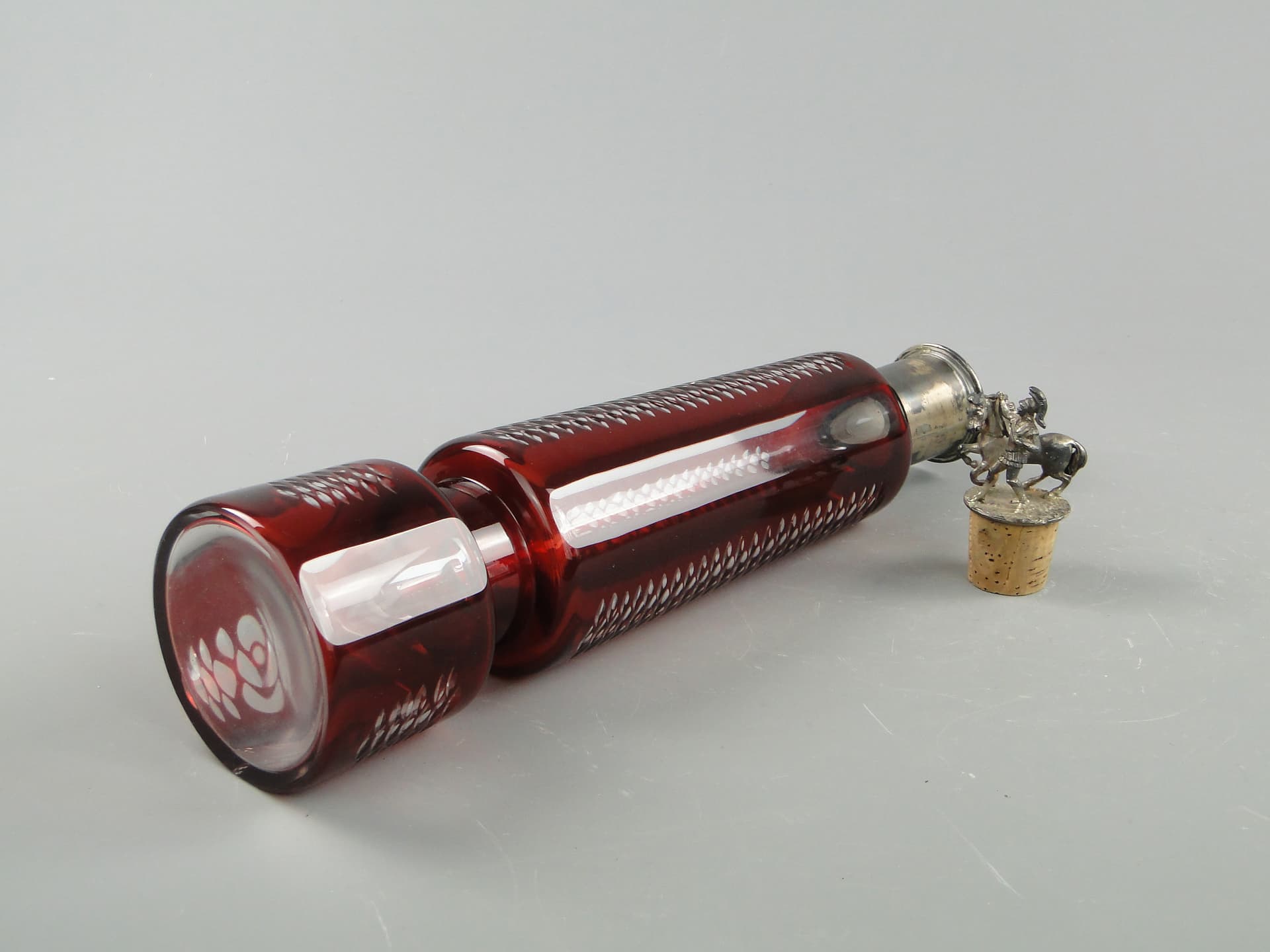 Karafka stołowa, rubinowa, szkło, srebro, Niemcy, XIX wiek - 60328