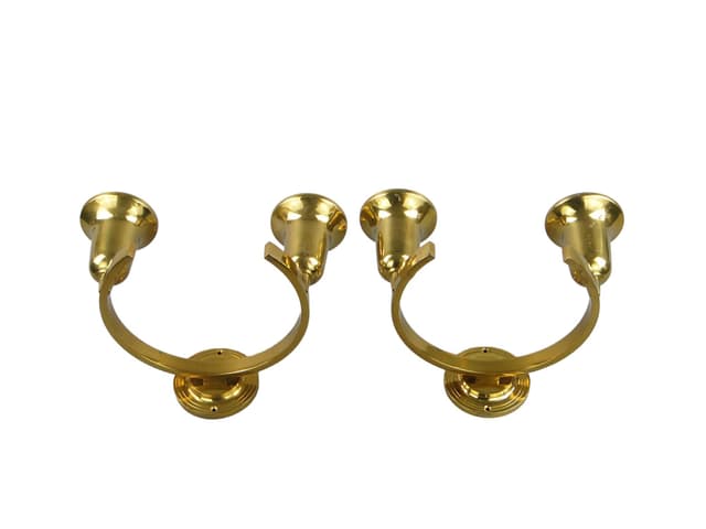 Pair of wall sconces Art Deco, golden brass, Poland, 1950s. - DIMENSION