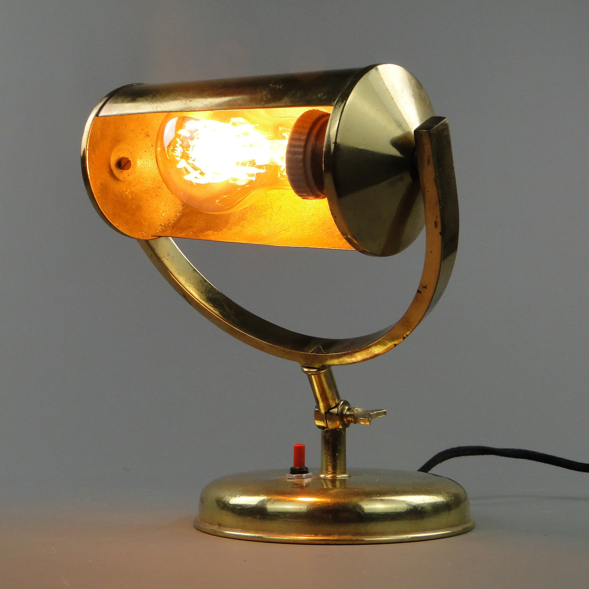 Lampa stołowa Art déco, mosiądz złoty, Polska, lata 30. - 60404