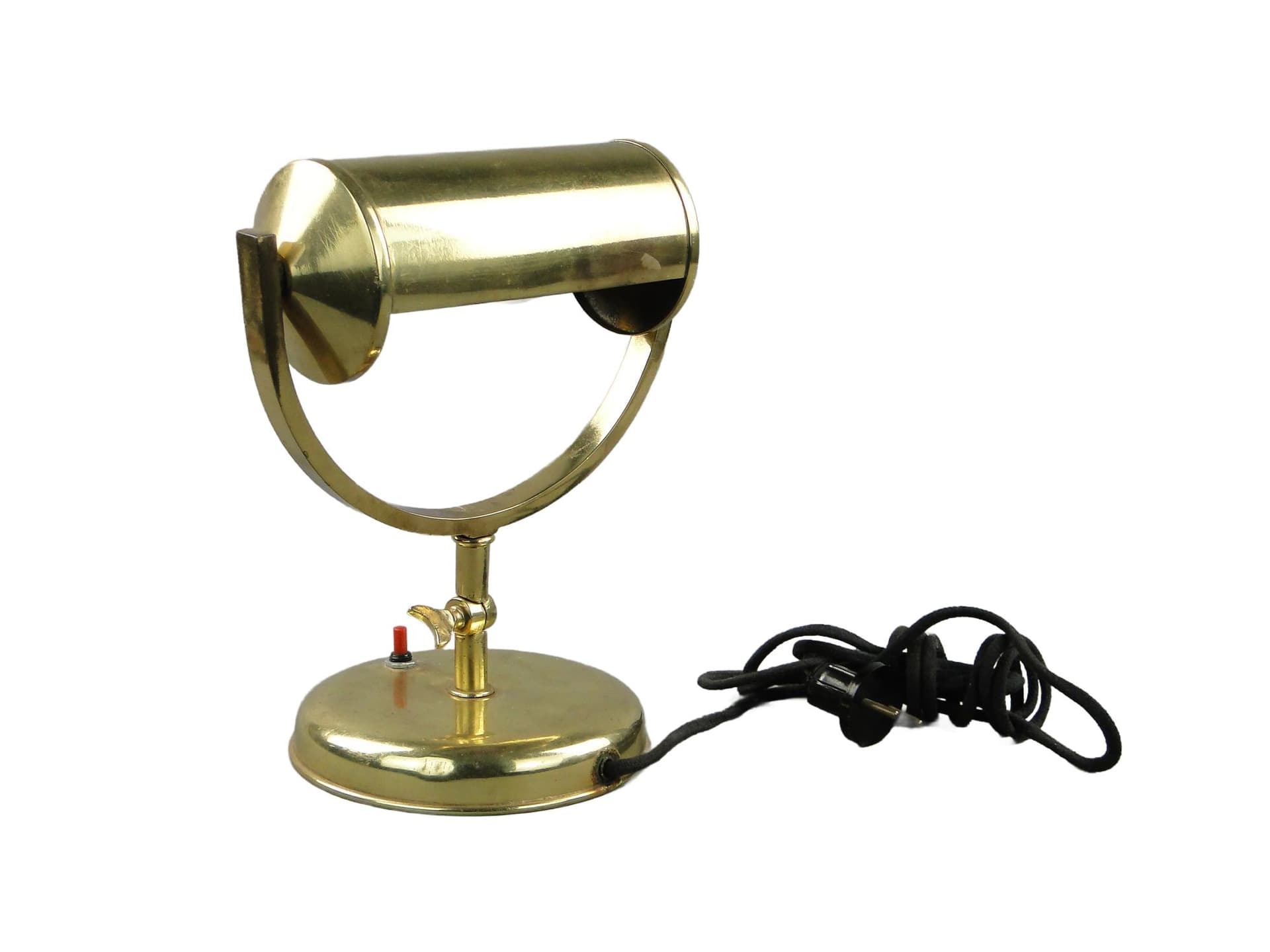 Lampa stołowa Art déco, mosiądz złoty, Polska, lata 30.