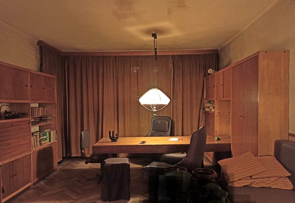 Zestaw mebli segmentowych, brązowy, drewno, proj. B. i Cz. Kowalscy, Polska, lata 60. - 60981