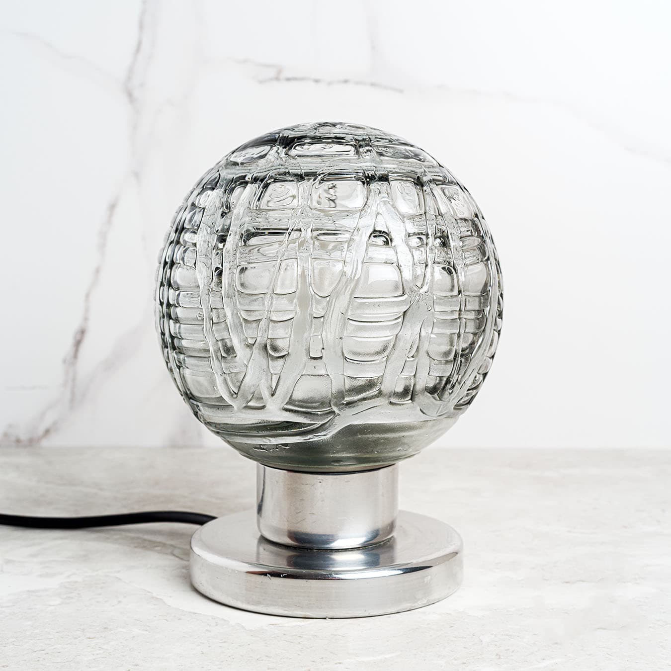 Para lamp stołowych Space Age, szkło transparentne, Doria Leuchten, Niemcy, lata 70. - 61025