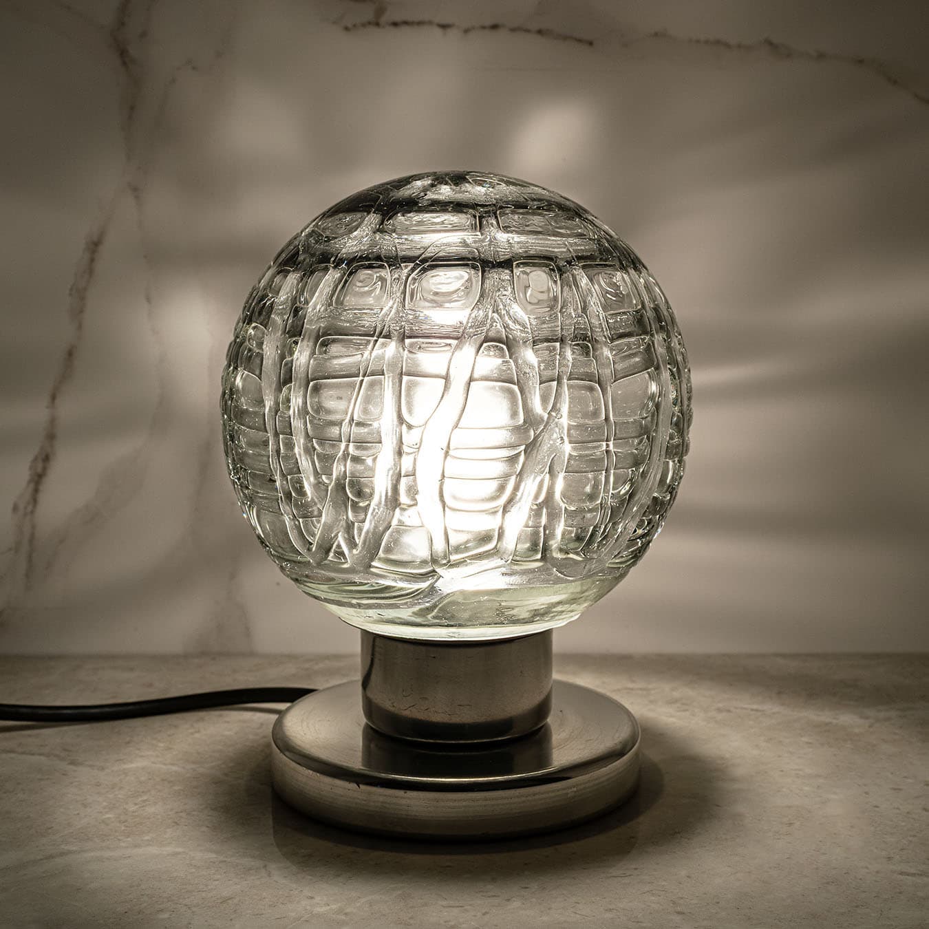 Para lamp stołowych Space Age, szkło transparentne, Doria Leuchten, Niemcy, lata 70. - 61026